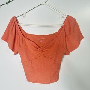 AE American Eagle Outfitters Coral Orange Micro Ribbed Corset Style Shirt Short